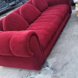 Vintage Red Velvet Couch 