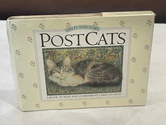 Post Cats Boxed set of a book and 15 postcards featuring cat art by Lesley Anne Ivory.