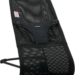 BabyBjörn Bouncer Bliss, Black Frame, Mesh, Black (006225US) With toy 