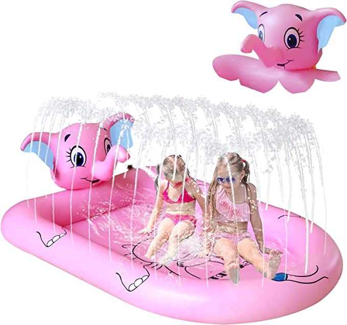 New 68" Splash Pad for Kids Pool with Sprinkler Outdoor Toy Pink