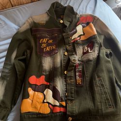 Hand painted denim jacket with unique design #denimjacket #custom