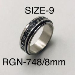 Stainless Steel Spinner Ring Band For Men & Women : RGN-748/Size-9