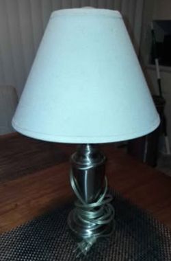 Brushed Nickel Table Lamp with White Shade