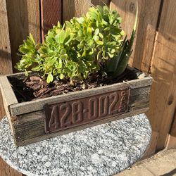 Planter Box With Vintage License Plate