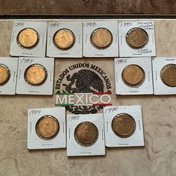 AMAZING (11 ) COINS 100 PESOS CARRANZA  MIXED DATES 