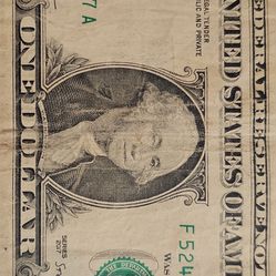 Fancy serial number (contact info removed)7, 2017, 1 dollar bill, solid quad of 7's. 