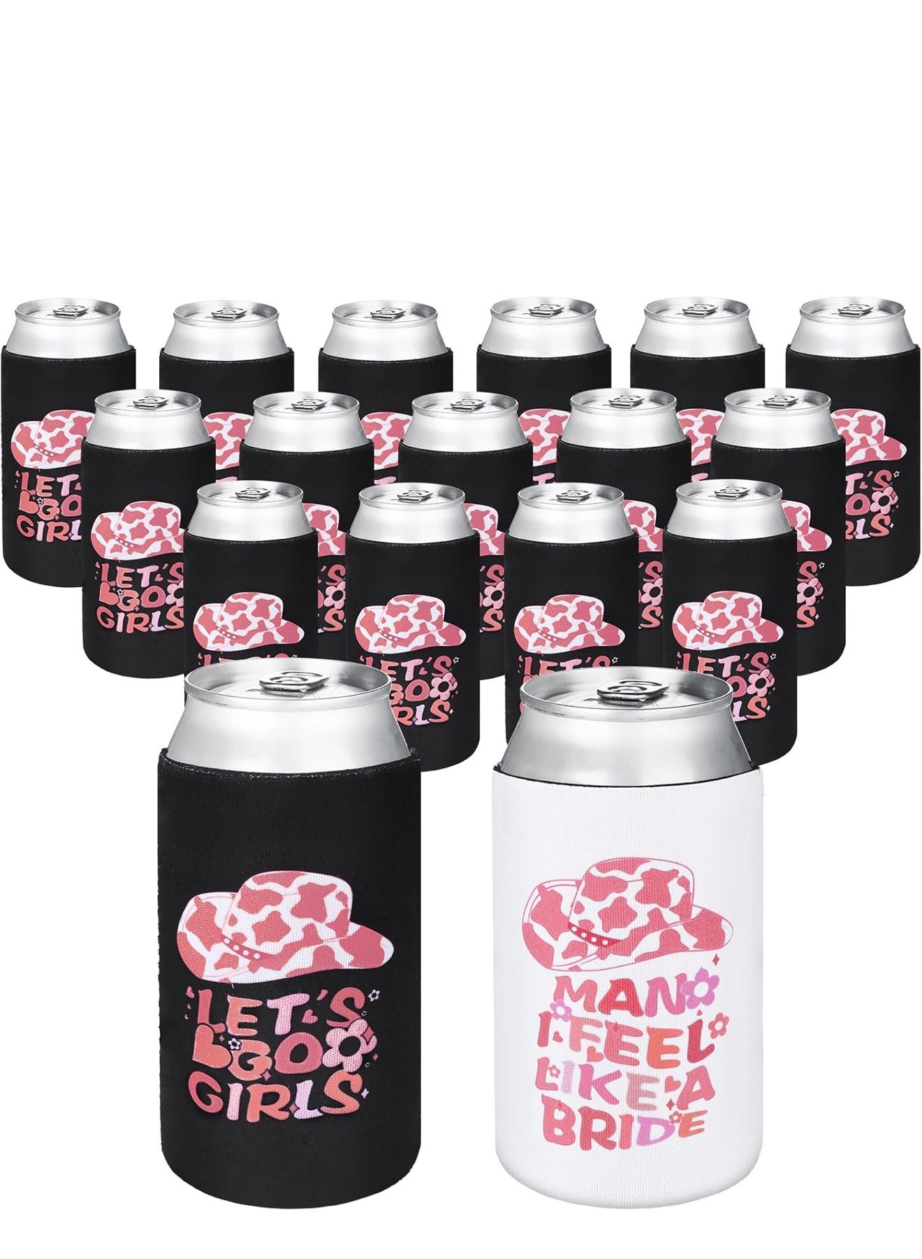 Preboun 11 Pcs Bachelorette Party Favors Let's Go Girl Beer Can Sleeves Man I Feel Like a Bride Slim Can Sleeve Insulated Neoprene Drink Holders for C