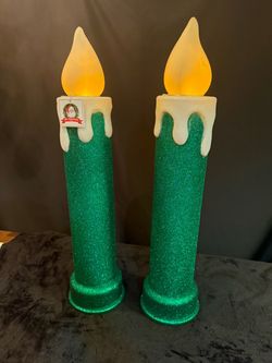 2 Mr. Christmas Blow Mold Candles LED