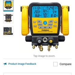 FIELDPIECE Manifold Gauge: 4 Valves, Series SMAN®, 5 in Gauge, Job Link®