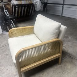 2 Rattan Target Upholstered Accent Chair Cream Threshold Indoor or Outdoor