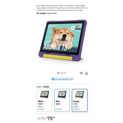 Brand new Kids Tablet, 2025 Android 15 Tablet for Kids Age 3+, 8GB+64GB, Expandable to 512GB, 10" Touch Screen with Case, WiFi 6, BT5, Pre-Installed P