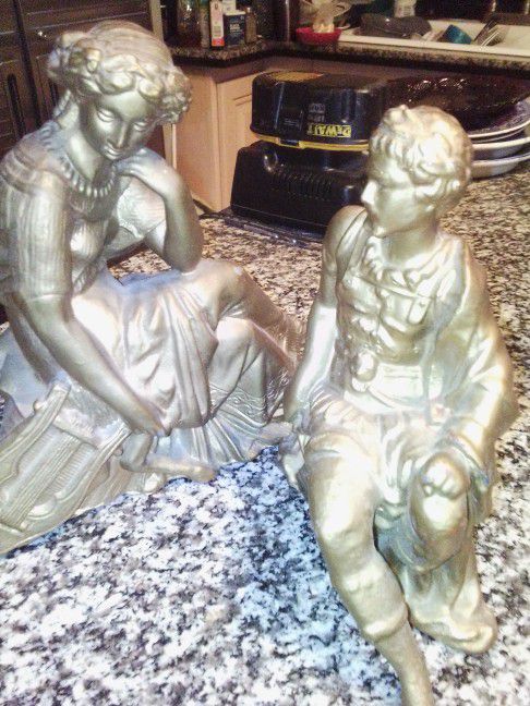 Bronze Bookend Statues