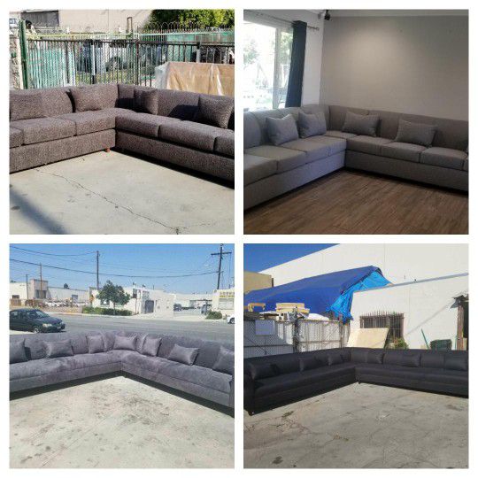NEW 11x11ft SECTIONAL COUCHES,MOCHA, Elite CHARCOAL FABRIC, Charcoal MICROFIBER And BLACK MICROFIBER  Sofas  3piaces 