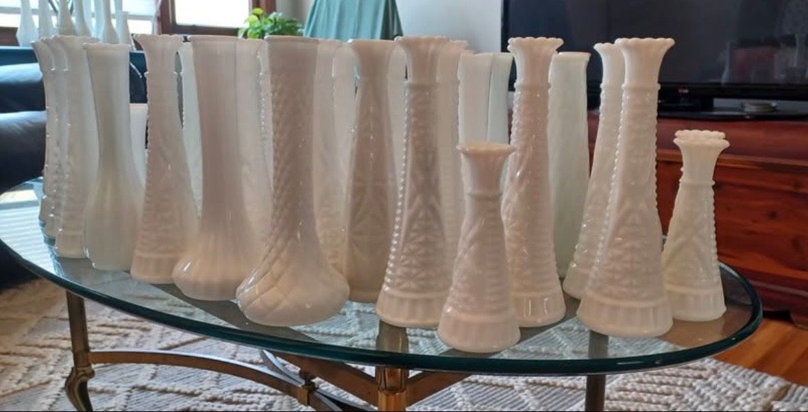 Milk Glass Vases (61 Total)
