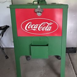 Vintage Coca Cola cooler with wheels 