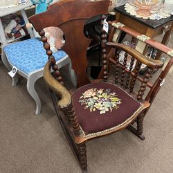 Antique Embroidered Rocking Chair