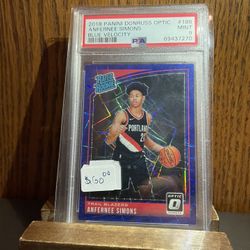 2018-19 Donruss Optic Anfernee Simons RR Blue Velocity PSA 9