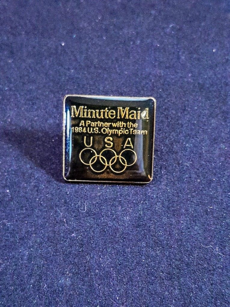 Minute Maid Sponsor USA Olympics Enamel Lapel Hat Pin 1980s