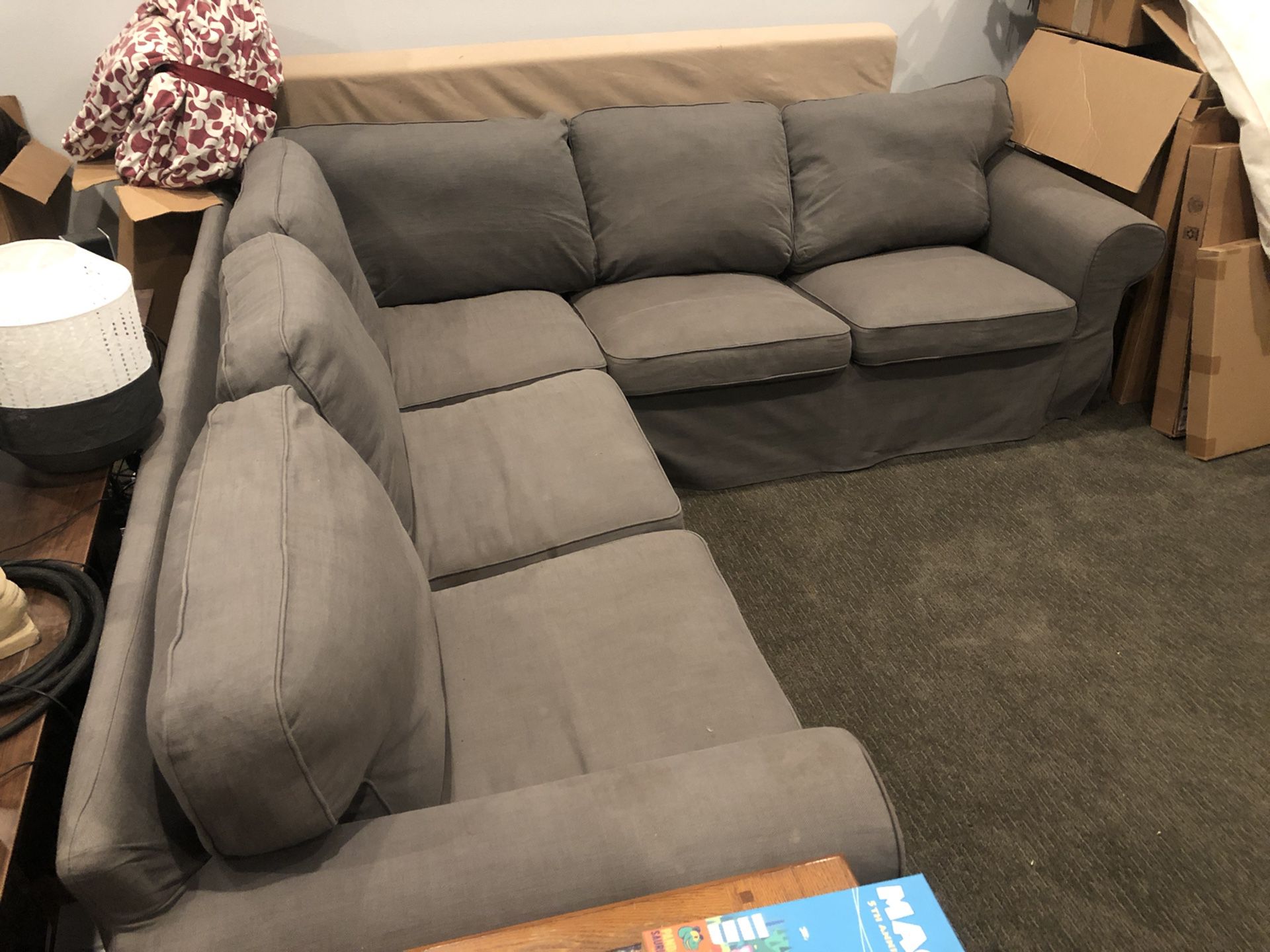 Lightly Used Gray 4 Seat Sectional Couch IKEA EKTORP