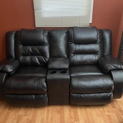 Sofa And Love Seat 4 Seats Recline Cup Holders & Storage