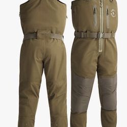 TIDEWE × MinnDak Slough Dawgs TIZIP® Duck Hunting Waders | Durable Waterproof Breathable Zip Chest Bootfoot Waders for Men | Camo Neoprene Hunting Bib