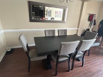 Dining Table Set with Matching Bench and Mirror