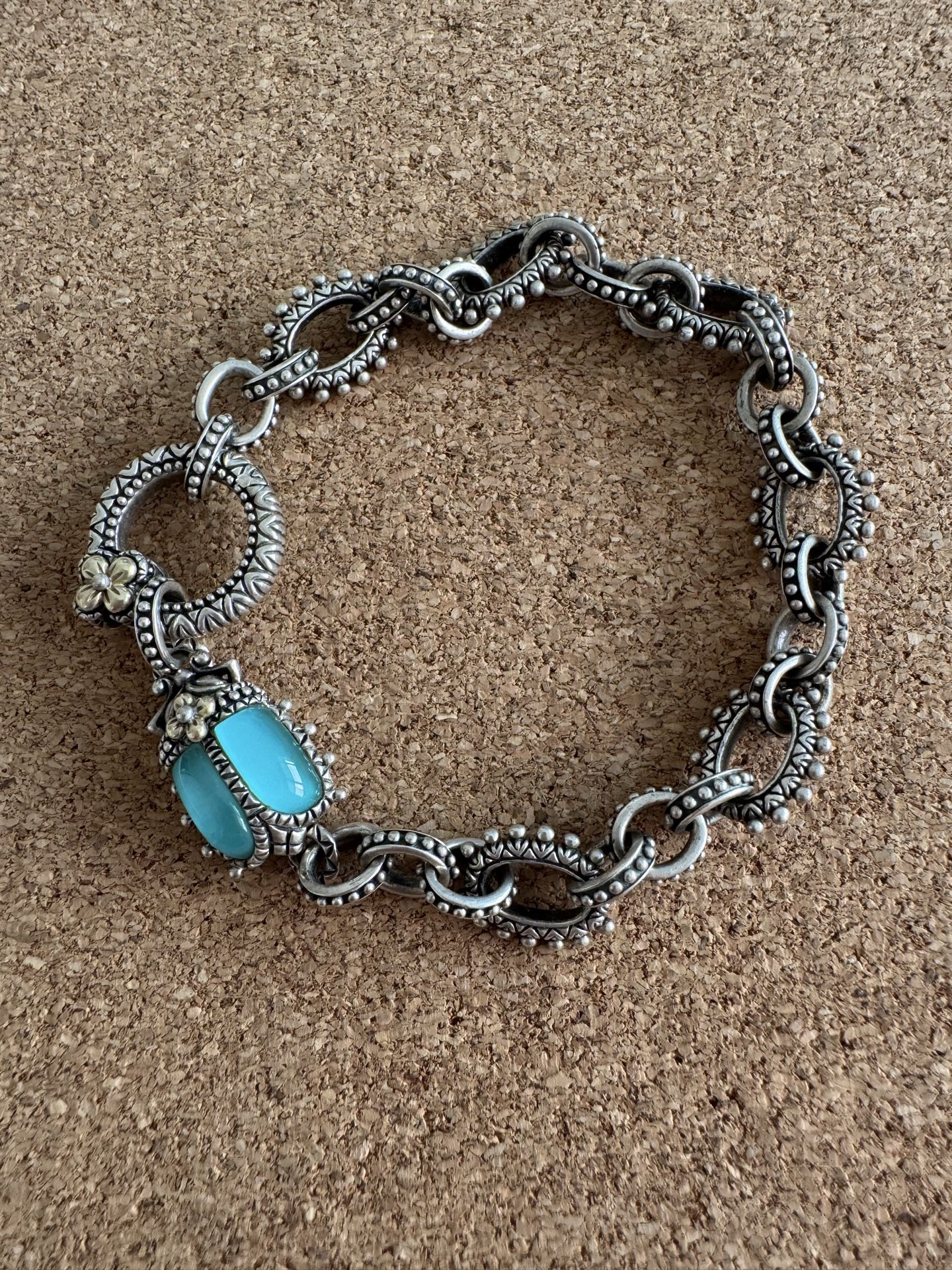 Barbara Bixby SCARAB shaped turquoise bracelet