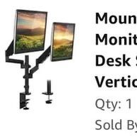 Mount-It! Dual Monitor Arm Mount Desk Stand | 2 Vertical Stackable