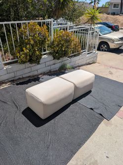 Set of 2 Rove Concepts Modular Ottomans / Benches - Premium Cream Fabric