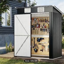 5ftx3FT Metal Garden Shed | Outdoor Storage Shed with Lockable Doors & Slooping Roof,brand new)