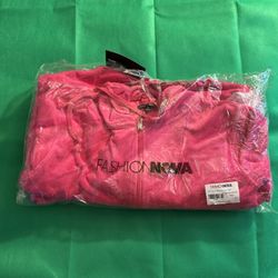 Fashion Nova The Original Trendsetter Velour Track Suit Set Hot Pink Size XL New