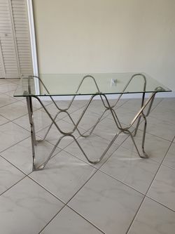 Console tempered glass with metal frame table