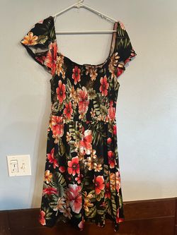 Tropical Floral Smocked Midi Dress vibe 2x