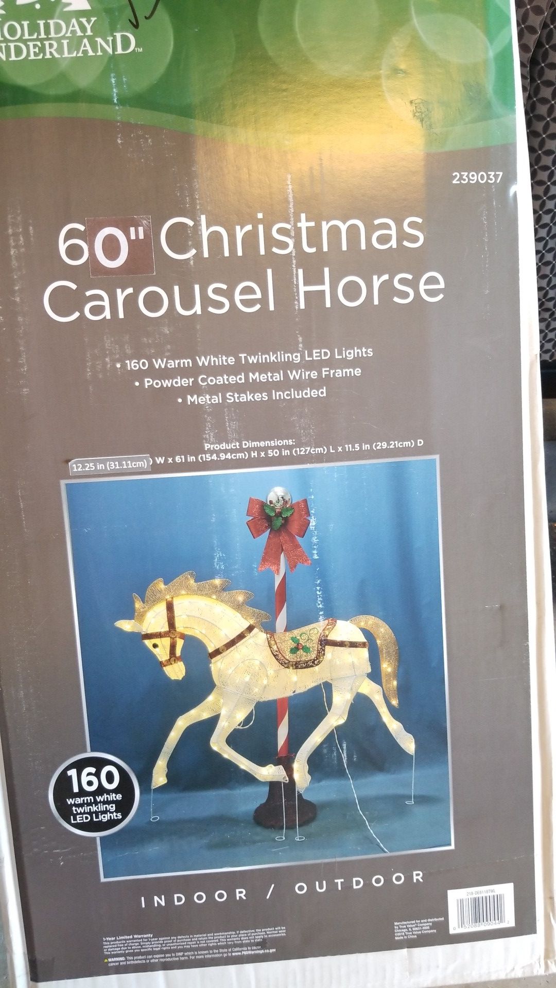 60" christmas carouseo horse