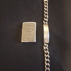 Jack Daniels Zippo Lighter and a Men's Silver Bracelet...$50