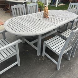 Patio Furniture Set Beautiful Teak Table And 6 Chairs.. 