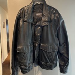Black Leather Jacket, Bomber Style 