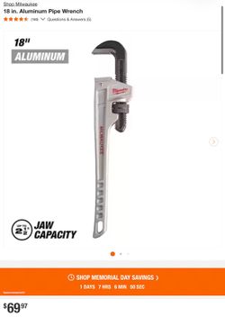 Milwaukee 18 in. Aluminum Pipe Wrench