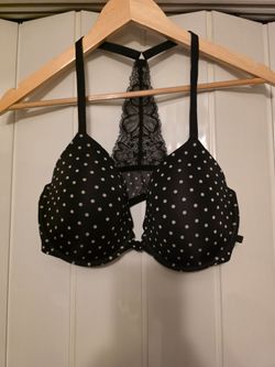 Victoria's Secret Black Bra with Polka Dots and Lace Racerback