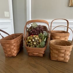 Lot Of 4 Small Longaberger Baskets 1(contact info removed) basket ,plus decorative fruits