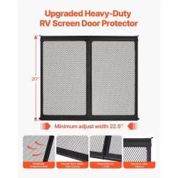 RV Screen Door Protector, 22.5 x 20 inch Door Grille, Easy to Install and Disassemble, Reinforced Breathable Protective Mesh, Aluminum Alloy Camper RV