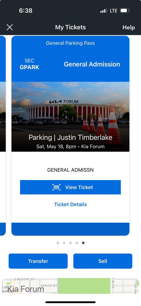 Justin Timberlake Forum May 18th Parking Pass