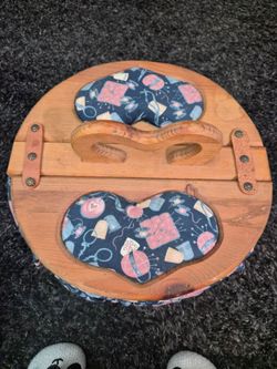 Sewing box with pins and pin cushion