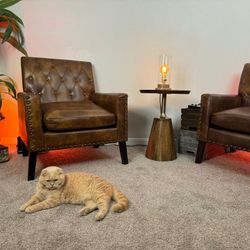 2 SET CHAIR/SOFAS Dycanpo 18.5"H Faux Leather Accent Chairs