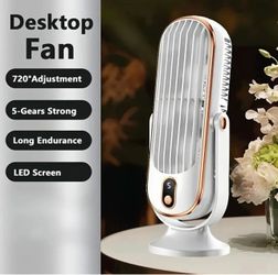 Table Tower Fan, Powerful Dual Fans 5 Speeds LEDDisplay USB Plug in Quiet BruhlessMoor Cooling Fan for Home Office Dorm Room