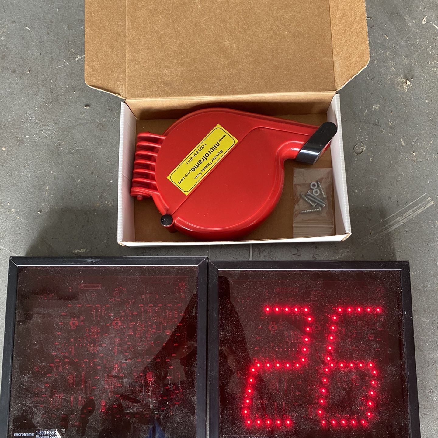 Used Microframe Now Serving Indoor Display Sign | D5120 | And Ticket Dispenser