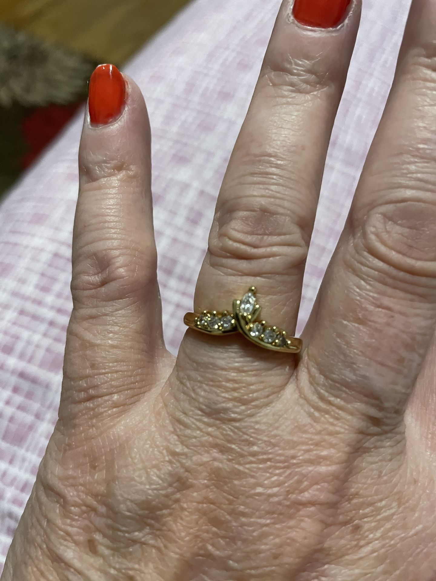 Beautiful Wedding/Engagement Ring Various Sizes 14K Gold Plated With Zircon Stones