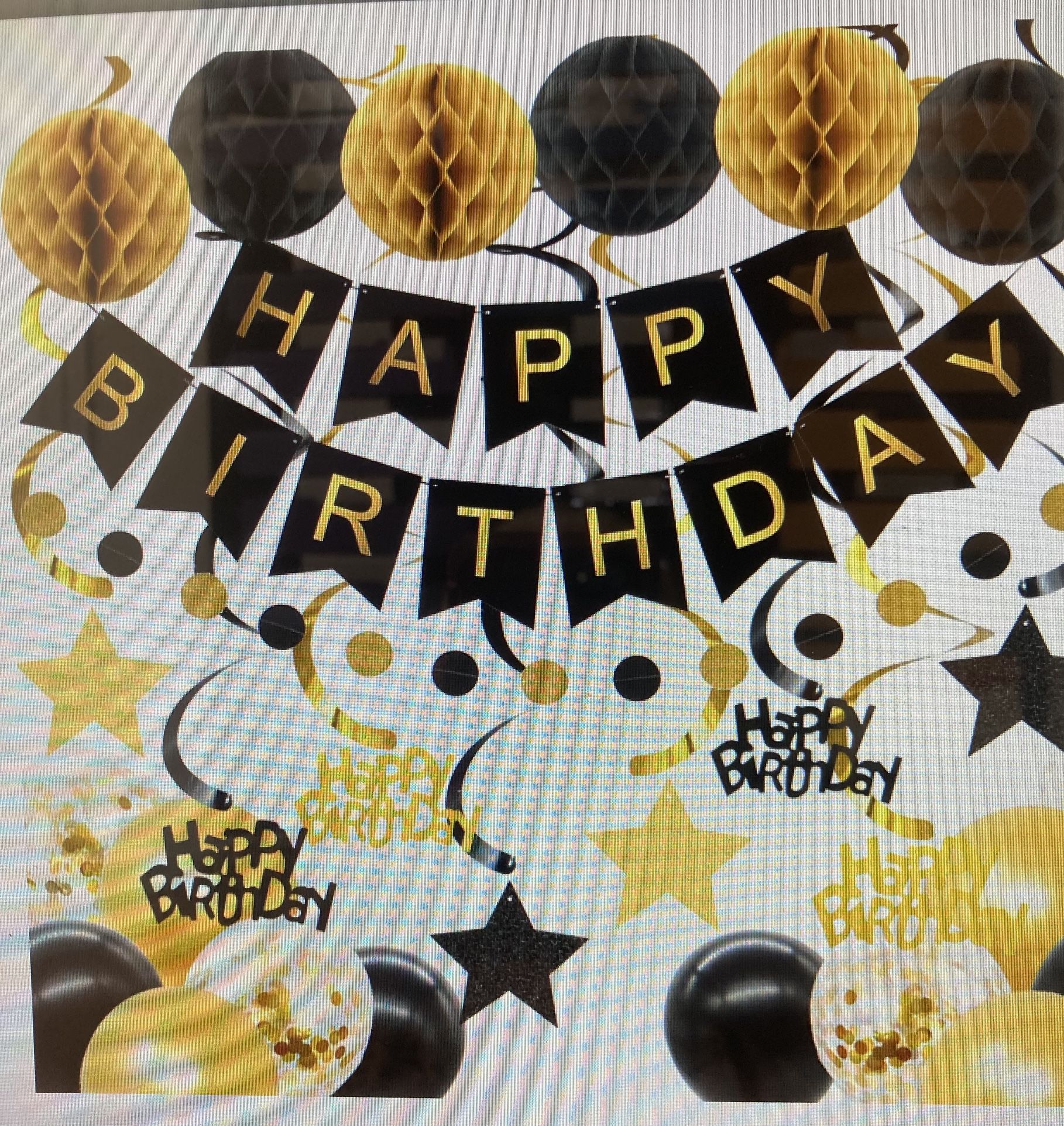Happy Birthday Decorations In Gold and Black
