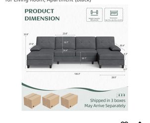 Title: Modern Gray U-Shaped Sectional Sofa – Excellent Condition  Description:  Modern U-shaped sectional sofa in dark gray color.  Dimensions:  * Ove