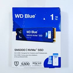 WD SN5000 1TB NVME SSD Solid State Hard Drive m.2 2280 PCIE 4.0 New in Unopened Retail Box!